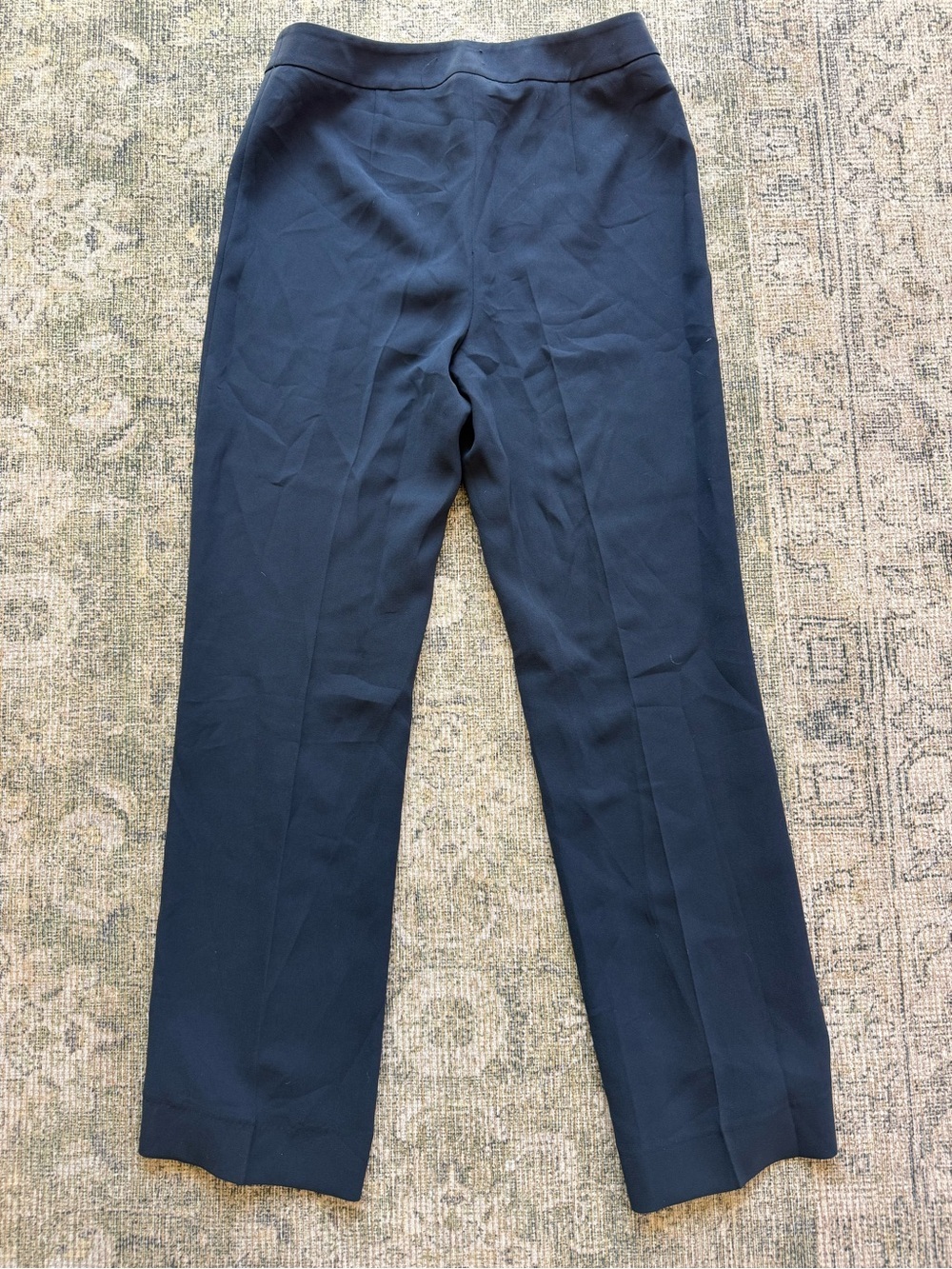 Lafayette 148 New York Barrow FinesseCrepe Pants Straight Leg Navy Size 2 - Picture 7 of 8